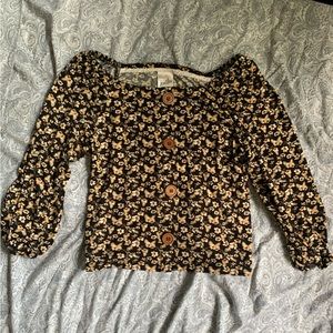 Belle Du Jour Floral Top Cropped Size Small